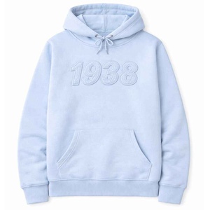 Sweat-shirt à capuche bleu clair pour sororité et fraternité, broderie 1938 sur le devant, manches longues, en coton tricoté, pour l'automne - Product Image 1