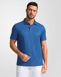 <b>Men's</b> <b>Green</b> Camouflage Print Short Sleeve <b>Polo</b> <b>Shirt</b> Breathable Knitted Casual Style Left Sleeve Logo - Product Image 3
