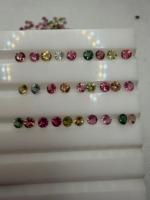 Tourmaline naturelle multicolore 3,5 mm, 85 carats, taille brillant, pierre extraite de la terre, effet de jeu de couleurs/feu pour la fabrication de bijoux sur mesure