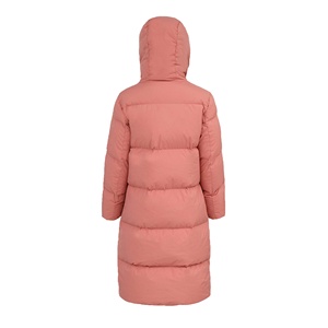 Long <b>Quilted</b> Winter Jacket Hooded Full Sleeve Zipper Closure Solid Color Polyester Shell Thick Warm Coat - Product Image 2