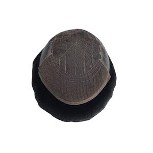 Prothèse capillaire Q6 en cheveux humains 100% naturels, avec dentelle frontale, pour hommes, cheveux indiens Remy, design central, Taz Hair BD - Product Image 1