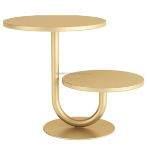 Soporte de pastel de oro de 2 niveles de metal de alta calidad, exhibición decorativa de postres para bodas y fiestas y personalización completa. - Product Image 1