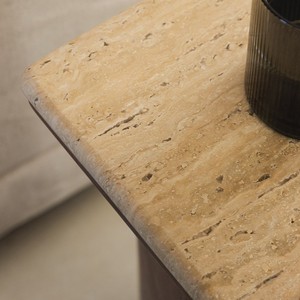 Vandana Terra Sierra travertine and acacia wood side table - Product Image 2