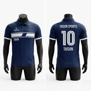 Malla Micro Interlock de Poliéster Premium de 240g para Camisetas de Equipo, Panel Azul Marino y Blanco, Logotipo Personalizado con Transferencia Térmica, Antibacteriana - Product Image 1