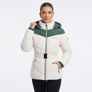 Women's <b>Belted</b> Color Block Puffer Jacket Hooded Quilted Warm Winter Coat Padded Outdoor Casual Fashion Wear New Winter Coat Wear - Product Image 4