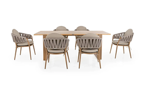 Conjunto de Comedor para Patio CAVON con Sillas de Cuerda con Estructura de Aluminio y Mesa con Superficie de Madera - Product Image 6
