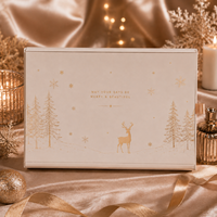 Boîte cadeau de Noël de luxe personnalisée, papier artistique, revêtement UV, gaufrage, feuille d'or, fermeture magnétique, boîte rigide, accessoires pour cheveux