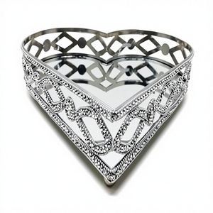 Handmade Luxury <b>Mirrored</b> Glass Vanity Tray <b>Silver</b> Crystal Beaded Metal Decorative Tray Cosmetic Organizer Jewelry Display - Product Image 6