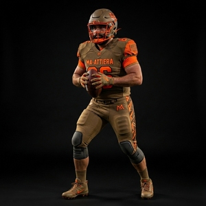 Custom Brown Orange American Football Jersey <b>Padded</b> <b>Pants</b> Set Team Uniform Sportswear Wholesale Manufacturer Supplier Bulk - Product Image 3