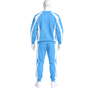Conjunto Deportivo Azul Cielo Unisex, Sudadera con Capucha y Pantalones Jogger, con Rayas en Contraste, para Entrenamiento Deportivo, Casual - Product Image 2