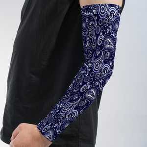 Manchon de bras personnalisé pour homme, imprimé cachemire bleu, anti-UV, compression rafraîchissante pour le cyclisme et les sports de plein air, design respirant pour adulte - Product Image 3