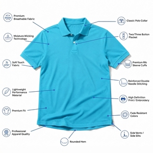 เสื้อโปโลสมรรถนะสูงแบบกำหนดเอง รับผลิตเสื้อผ้ากีฬา OEM แบรนด์ส่วนตัว โรงงานปักเสื้อโปโล - Product Image 1