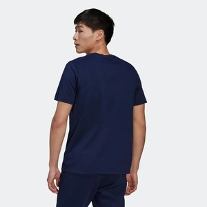 <b>Men's</b> Navy <b>Blue</b> Short Sleeve O-Neck T-Shirt Regular Fit Casual Jersey Polyester Breathable Front Logo Digital Printed - Product Image 3