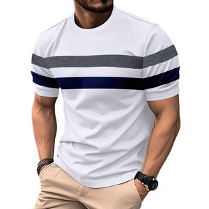 Camiseta de Algodón de Gran Tamaño para Hombre, Estilo Colorblock, Manga Corta, Informal, con Logotipo Personalizado, Transpirable, Ropa Urbana - Product Image 5