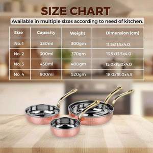 Sartén para Salsas de Acero Inoxidable Martillado de 300ml, Duradera, con Mango de Latón, Ideal para Servir en el Hogar, Hotel, Restaurante, Bodas - Product Image 5