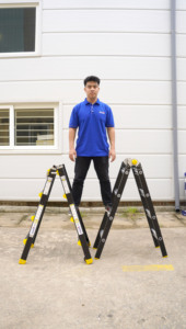 Hot Deal VIETLADDERS NVLB-44 Black Aluminum 6063 Multi-purpose Combination Structure Foldable <b>Ladders</b> 4x4 Steps 12ft Extended - Product Image 4