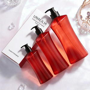 Botella de Plástico PET Transparente Roja Personalizada de 280 ml, 500 ml, 740 ml con Bomba Dosificadora para Envasado de Champú y Acondicionador al por Mayor - Product Image 4