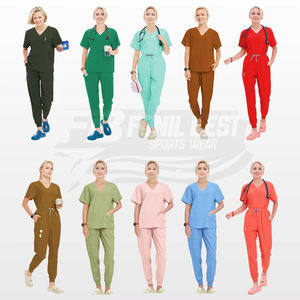Tenues médicales unisexes en polyester et élasthanne tricotées avec logo personnalisé – Ensembles infirmiers, médecins, dentistes, hôpitaux – Blouse et pantalon de jogging - Product Image 5