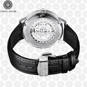 Reloj Mecánico de Lujo Charm_Jewells, Caja de Acero Inoxidable, Correa de Cuero, Fase Lunar, Esfera de Cristal de Zafiro, 40 mm, Analógico, Unisex - Product Image 3