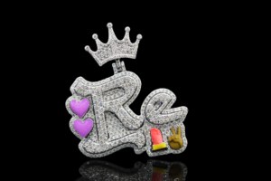 Custom Iced CZ <b>Angel</b> Halo Re Crown Pendant Hearts Lipstick Peace Sign Stainless Steel Hip Hop Silver Plated Rhinestone <b>Charm</b> - Product Image 1