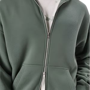 Sweat à capuche en coton molletonné surdimensionné pour homme, personnalisé, entièrement zippé, imprimé, respirant, idéal pour l'hiver, à prix abordable - Product Image 6