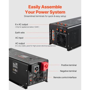 Inverter a Onda Sinusoidale Pura da 3000 Watt con Display LCD e Telecomando, da DC 24V a AC 120V, Potenza 6KW/12KW, Inverter Solare - Product Image 6