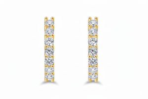 Pendientes de Aro Huggie de Oro Amarillo Sólido de 14K con Diamantes Cultivados en Laboratorio, Corte Redondo, Joyería Fina Moderna para Mujer, Regalo para Fiestas y Eventos - Product Image 2