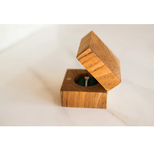 Caja de Anillos de Madera de Lujo con Tapa Magnética Deslizante, Caja de Regalo Cuadrada para Joyería, Estuche de Presentación para Anillos de Compromiso y Boda - Product Image 5