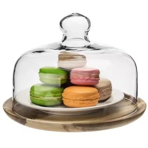 Modern Style Wood Cake Stand Dome Cover 10 Inch Dishwasher Safe High Quality SS <b>CRAFTS</b> INDIA Cake Decorating Storing Displaying - Product Image 1