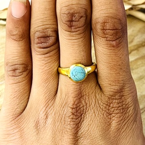 High Demand Turquoise <b>Rings</b> Minimalist Brass <b>Ring</b> For Women 18k Gold Plated <b>Dainty</b> Geometric <b>Ring</b> for Wholesale/OEM/ODM - Product Image 6