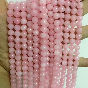 Cuentas redondas opacas de cuarzo rosa natural, cuentas sueltas de cuarzo rosa para la fabricación de joyas, proveedor mayorista de piedras preciosas - Product Image 3