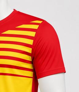 <b>Men's</b> Short Sleeve O-Neck Front Sporty T-<b>Shirt</b> Red Yellow Sublimation Print Quick Dry Lightweight Knitted Polyester Regular Fit - Product Image 4