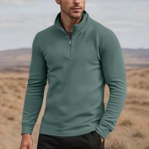 Men’s <b>Golf</b> Quarter Zip Sportswear Pullover <b>Long</b> <b>Sleeve</b> Athletic <b>Golf</b> <b>Top</b> Custom Branding Private Label Wholesale Supplier - Product Image 4