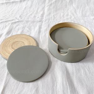 Juego de posavasos de bambú más vendidos, paquete de 4 con taza redonda de madera de bambú no tóxica y soporte, alfombrillas y almohadillas de alta calidad - Product Image 4