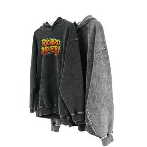 Sudadera con capucha vintage lavada con ácido personalizada OEM para hombre, ropa informal de algodón, Digital jersey con estampado, suministro de marca privada de invierno, fábrica - Product Image 6