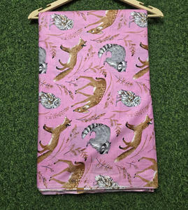 Tissu en coton imprimé à la main motif animaux de la forêt, en sergé, vendu au mètre pour la confection de robes - Collection 2026 à succès - Product Image 5