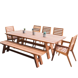 Ensemble de meubles de jardin OEM/ODM, ensemble de salle à manger d'extérieur, table et chaises en bois ou en aluminium, 4/6/8 places, coussins personnalisés - Product Image 3