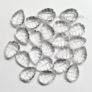 <b>Natural</b> <b>Crystal</b> Quartz Hand Carved Leaf Beads for Jewelry Making Supplies 14x10mm Clear Quartz Loose Gemstones Leaf Charms Bulk - Product Image 1