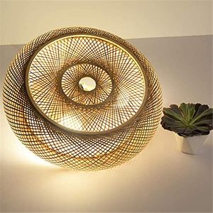 Lámpara de Techo de Bambú y Ratán al por Mayor, Lámpara Colgante Redonda Tejida a Mano, Pantalla de Iluminación LED para Comedor y Dormitorio, Decoración OEM ODM - Product Image 3