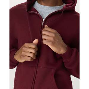Sweat-shirt à capuche zippé en coton pour homme, logo personnalisé, manches longues, streetwear décontracté, fournisseur de vêtements en gros - Product Image 4