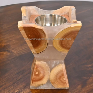Handcrafted Natural Wooden Epoxy Resin Bakhoor Burner Shaped Traditional Charcoal <b>Cone</b> Resin <b>Incense</b> Sandalwood - Product Image 4