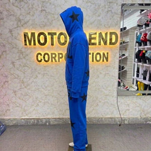 Conjuntos de sudadera personalizados de dos piezas, conjuntos de chándal de forro polar, pantalones de chándal con efecto desgastado por el sol, sudaderas con capucha vintage acampanadas y conjuntos de pantalones de chándal para hombre. - Product Image 3