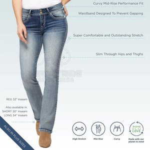 Pantalones Vaqueros de Algodón 100% para Mujer, Cintura Media, Tela Elástica, Suaves, Cómodos, Elegantes, Casuales, de Corte Recto - Product Image 4