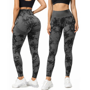Leggings de sport pour femmes, sans couture, tie-dye personnalisé, extensibles, compressifs, pour yoga et fitness - Product Image 1