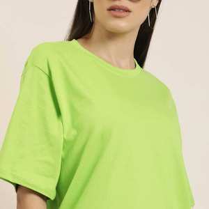 T-shirt en coton écologique respirant et anti-boulochage pour femme, coupe classique, couleurs personnalisables, décontracté, ample, manches courtes, avec logo, basique - Product Image 4