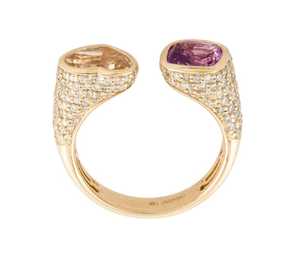 Premium Unheated Blue Sapphire Two Stone <b>Open</b> Cuff <b>Ring</b> Solid Gold Minimalist Designer <b>Ring</b> Unheated Sapphire Twin Stone Adjust - Product Image 5