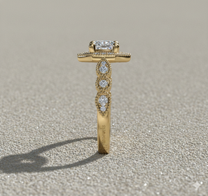 Anillo de Compromiso Vintage con Halo Octagonal Chapado en Oro Rosa - Product Image 3