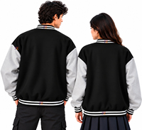 Blousons universitaires oversize pour hommes et femmes, en molleton de coton, à épaules tombantes, manches légères, doublures en satin imprimées sur mesure