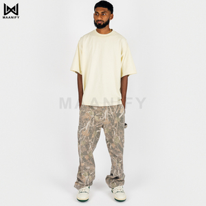 เสื้อยืดสตรีทแวร์โอเวอร์ไซส์ย้อมสีแบบขายส่ง ทรงหลวม ไหล่ตก ยูนิเซ็กซ์ ผ้าคอตตอนหนา เสื้อเปล่า OEM - Product Image 3