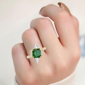 แหวนเพชรเพาะเลี้ยงเคลือบทองคำขาว 9K ดีไซน์หรูหราสำหรับผู้หญิง - Product Image 1